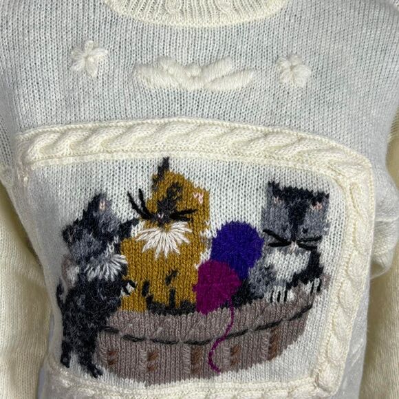 Rare Vintage Woolrich Woman 100% Wool Kitty Cat Sweater (Size S) - Picture 5 of 8